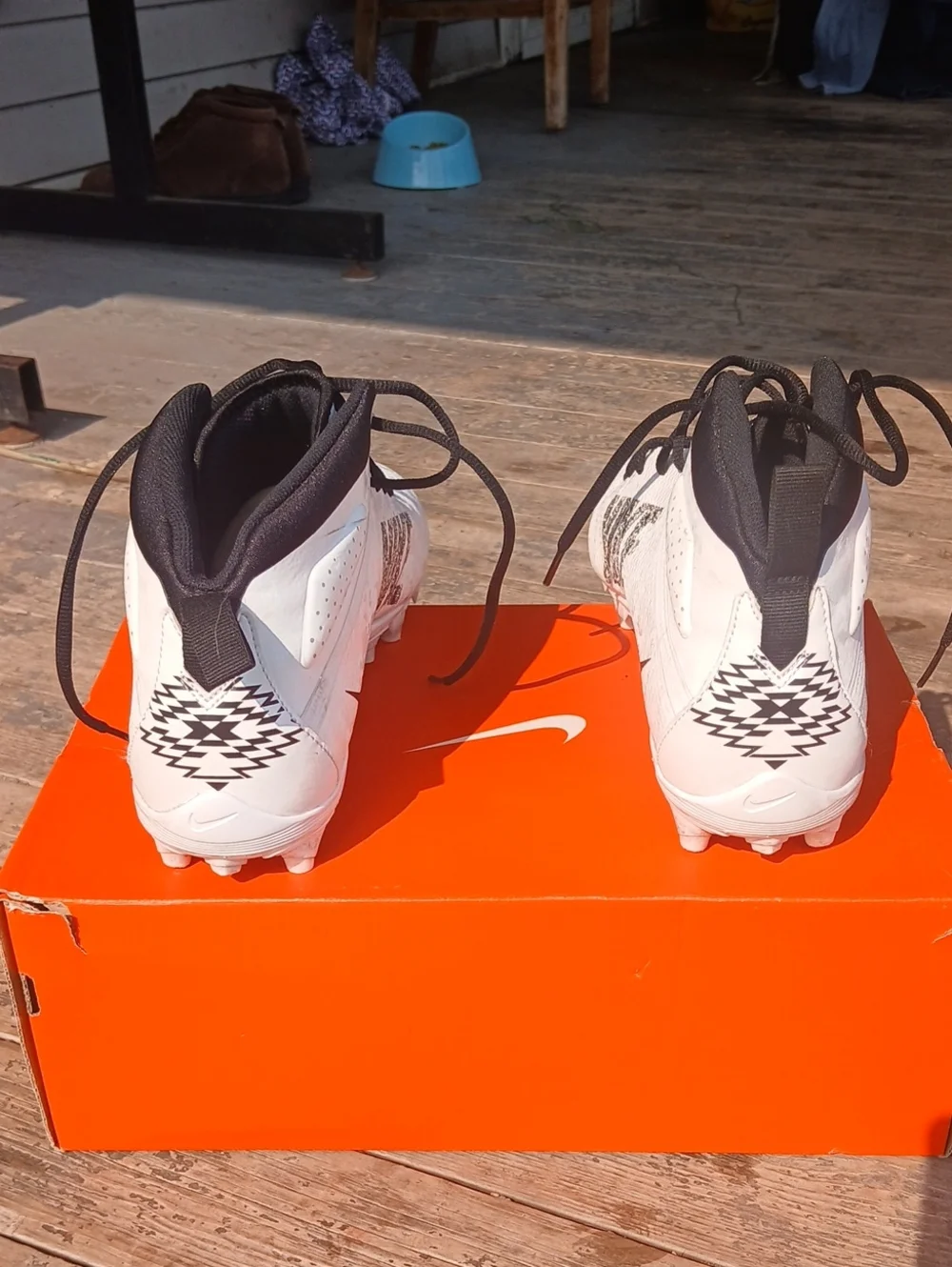 Nwt Nike Alpha Huarache  Cleats Mens White and Black Size 12